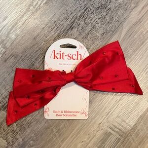 Kitsch Red Satin Bow with Rhinestones